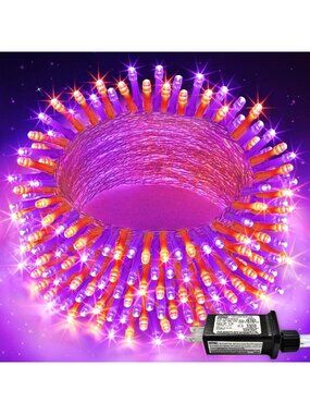 66FT Purple & Orange Halloween String Lights - 200 LED Outdoor/Indoor Decor